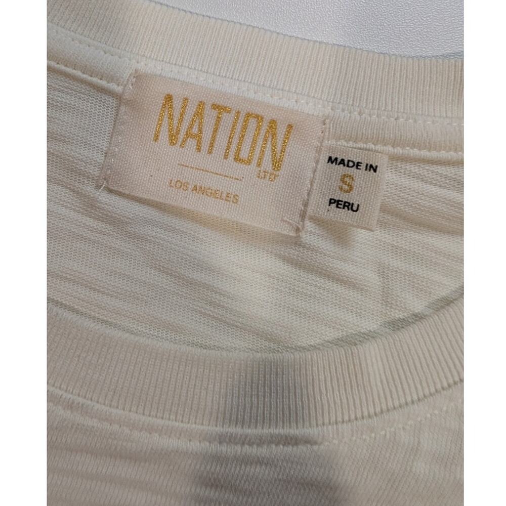 Nation LTD Krista Feminine Party Tee in Off White Size Small Puff Sleeve Cotton - Picture 5 of 10